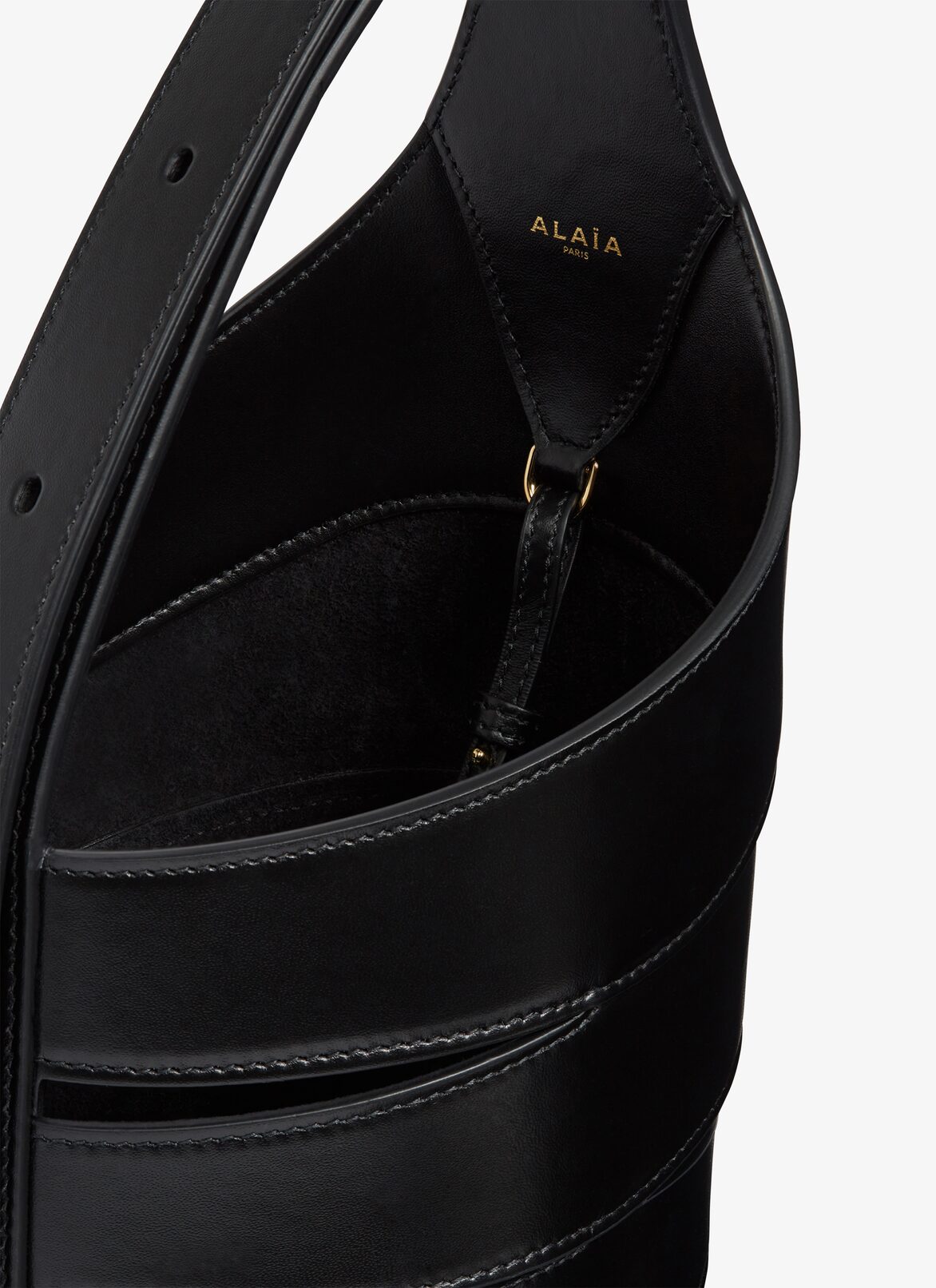 BABEL SMALL BAG IN GLOSSY SMOOTH CALFSKIN ALAÏA BLACK BABEL SMALL BAG IN GLOSSY SMOOTH CALFSKIN